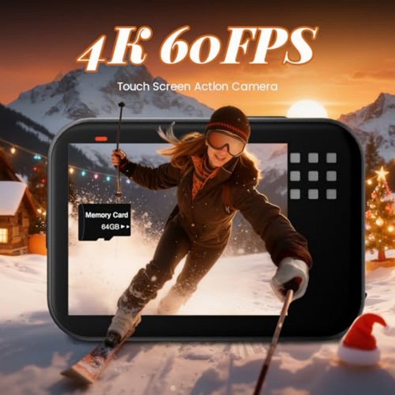 Outdoor Adventure Activities - Mini bodycam, 2K actioncam, met display,